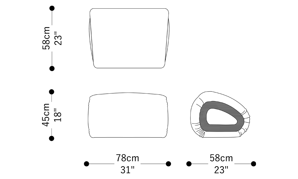 Image of the main dimensions of the product